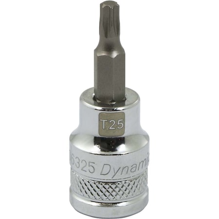 Dynamic Tools 3/8 Drive Torx Head, T25 Bit Regular Length, Chrome Socket D006325